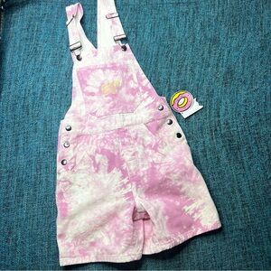 Odd Future Tie Dye Overalls Shortalls in Pink White Women's Size XS NWT